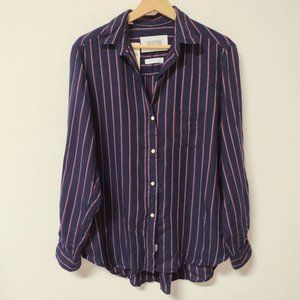 Anthropologie Grayson Striped Button-Down Shirt in Navy and Red